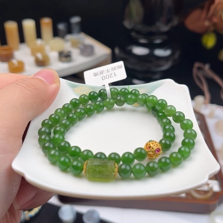 手链未镶嵌和田玉（糖玉）红皮碧玉18金