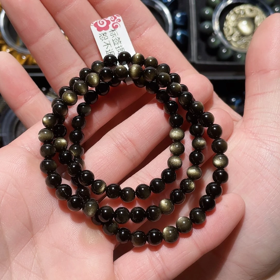 黑曜岩手串未镶嵌