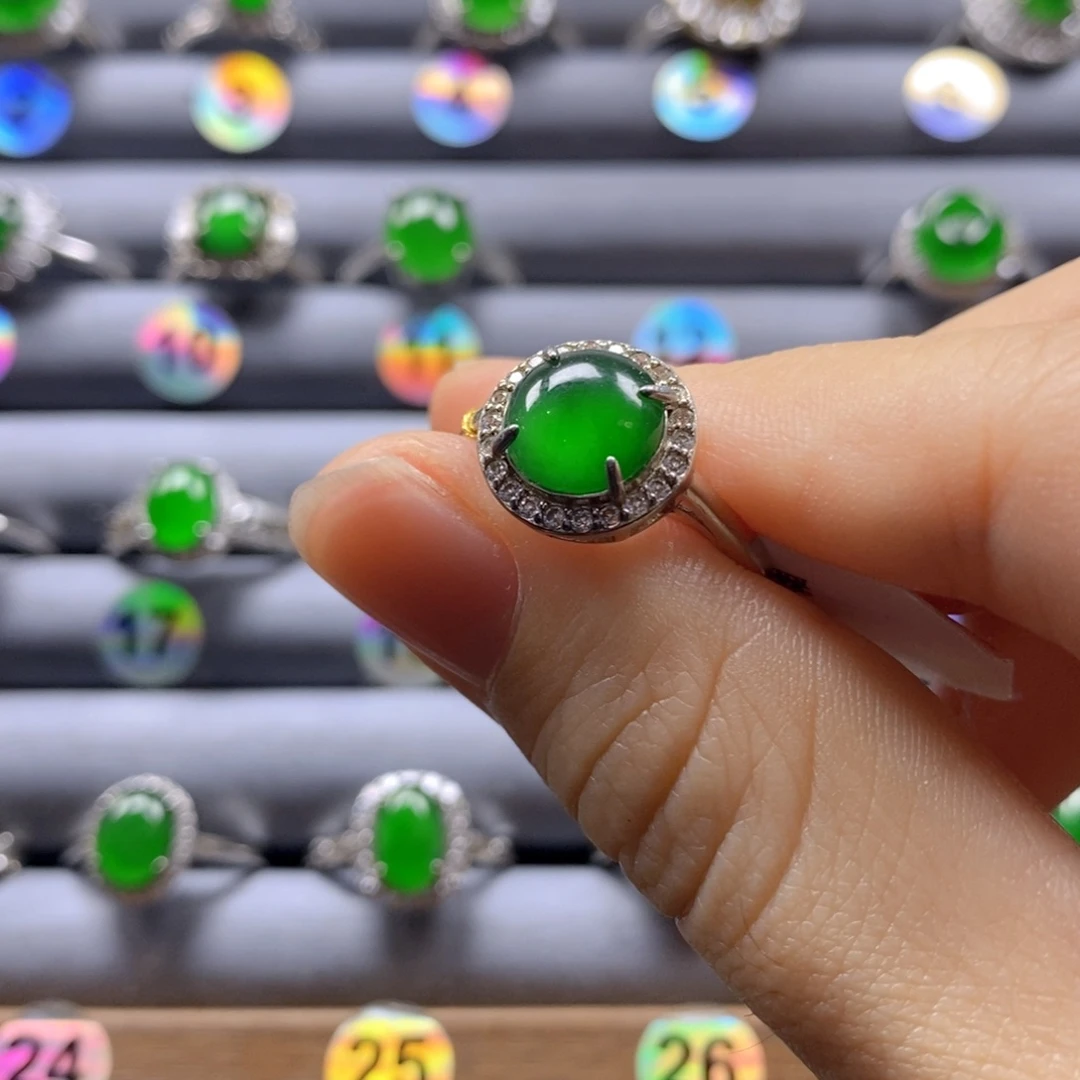 颈饰银S925镶嵌翡翠14号