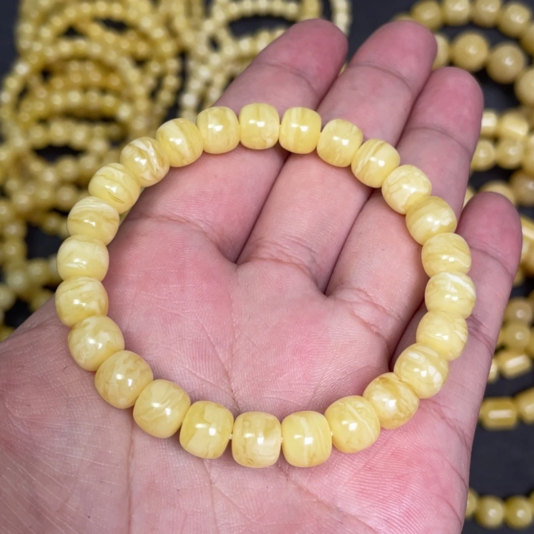 小***绪蜜蜡未镶嵌裸石虎皮纹千层雪蜜蜡手串8.8mm