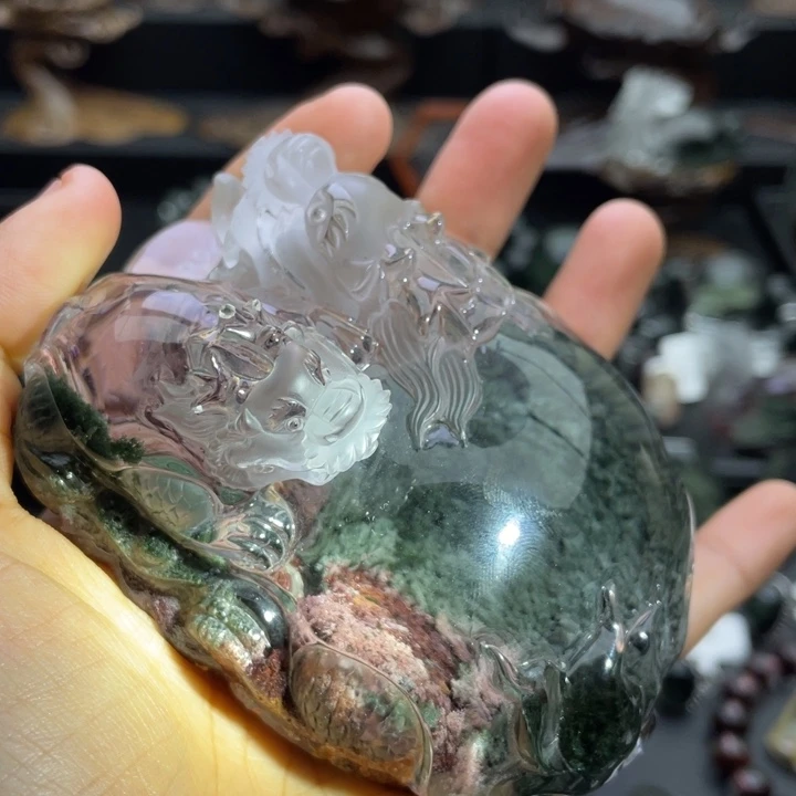 水晶吊坠(不含链)未镶嵌绿幽灵子母龙龟定制