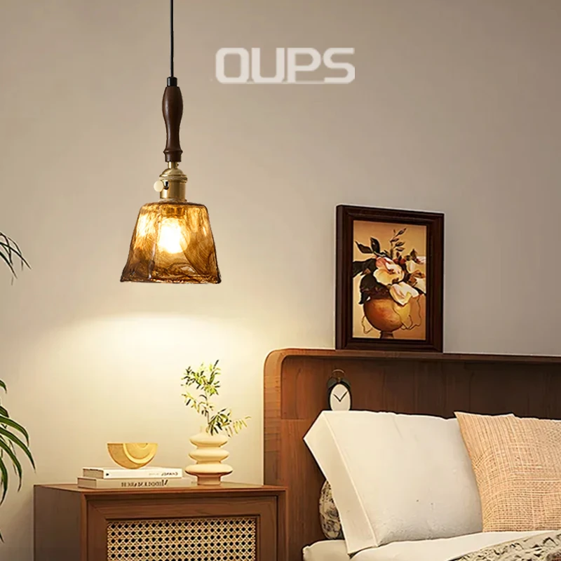 卧室床头吊灯新款高级感法式美式中古风玄关屏风飘窗装饰吊线灯