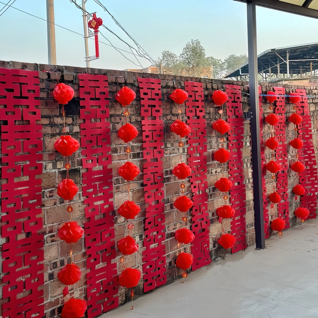 婚房布置套装长条连喜婚庆喜字背景墙布婚礼结婚订婚拍照道具挂饰