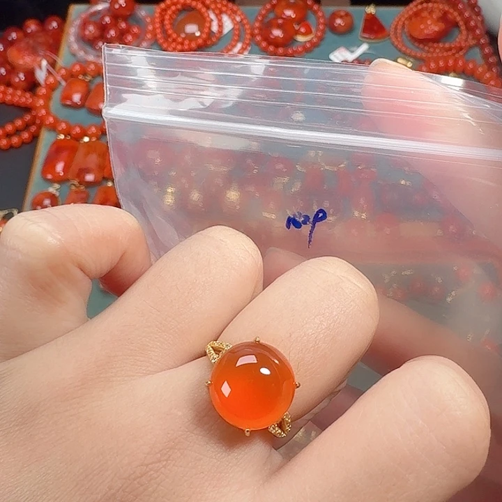 南红玛瑙银S925镶嵌戒指