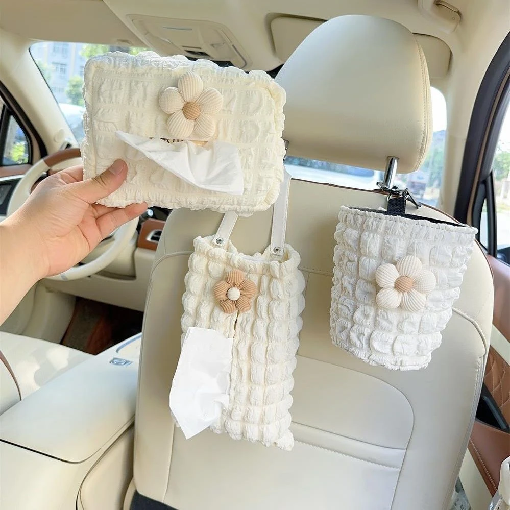 车载垃圾桶汽车车内用前后排座椅挂式可爱车上收纳袋纸巾盒二合一