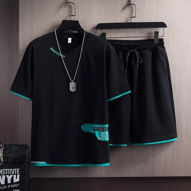仓石一树潮牌2025夏季新款时尚休闲套装男帅气短袖T恤短裤两件套