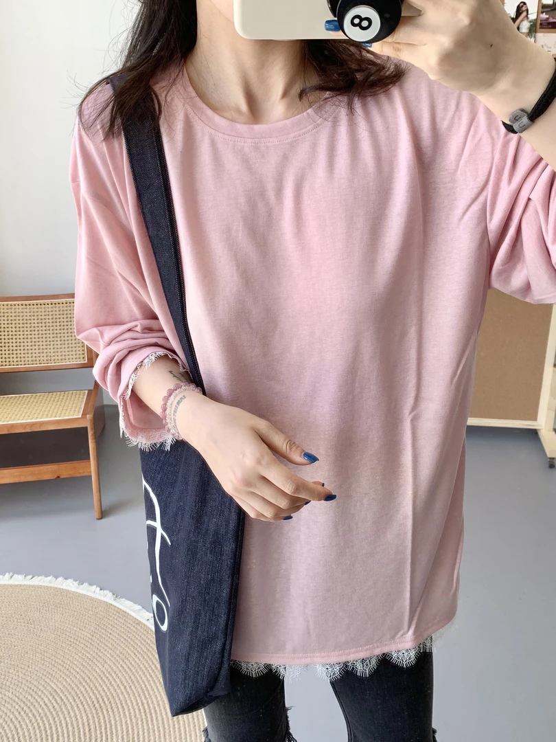 程程甄选  韩系蕾丝花边时尚休闲防晒长袖8142