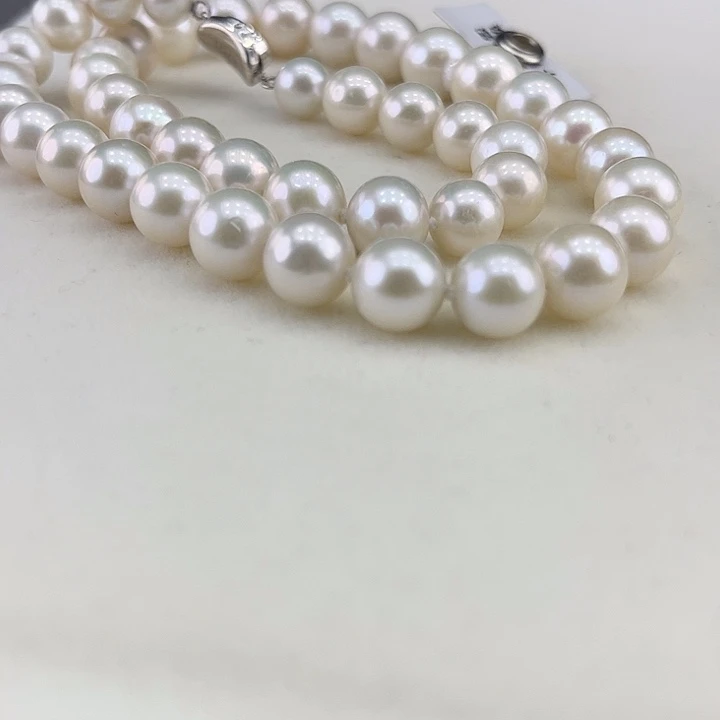 淡水珍珠银S925镶嵌颈饰9-10极光炫彩高品