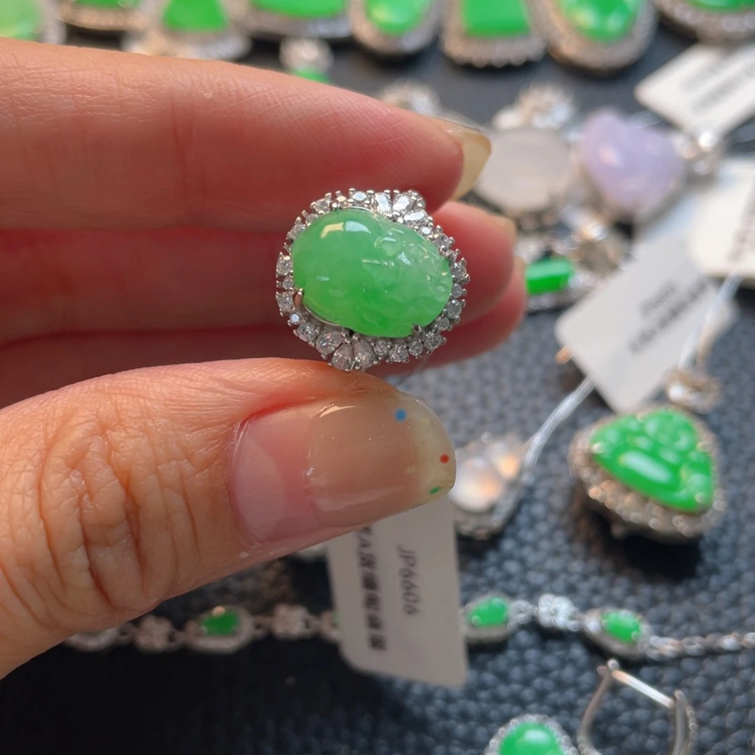 翡翠银S925镶嵌吊坠(不含链)戒指