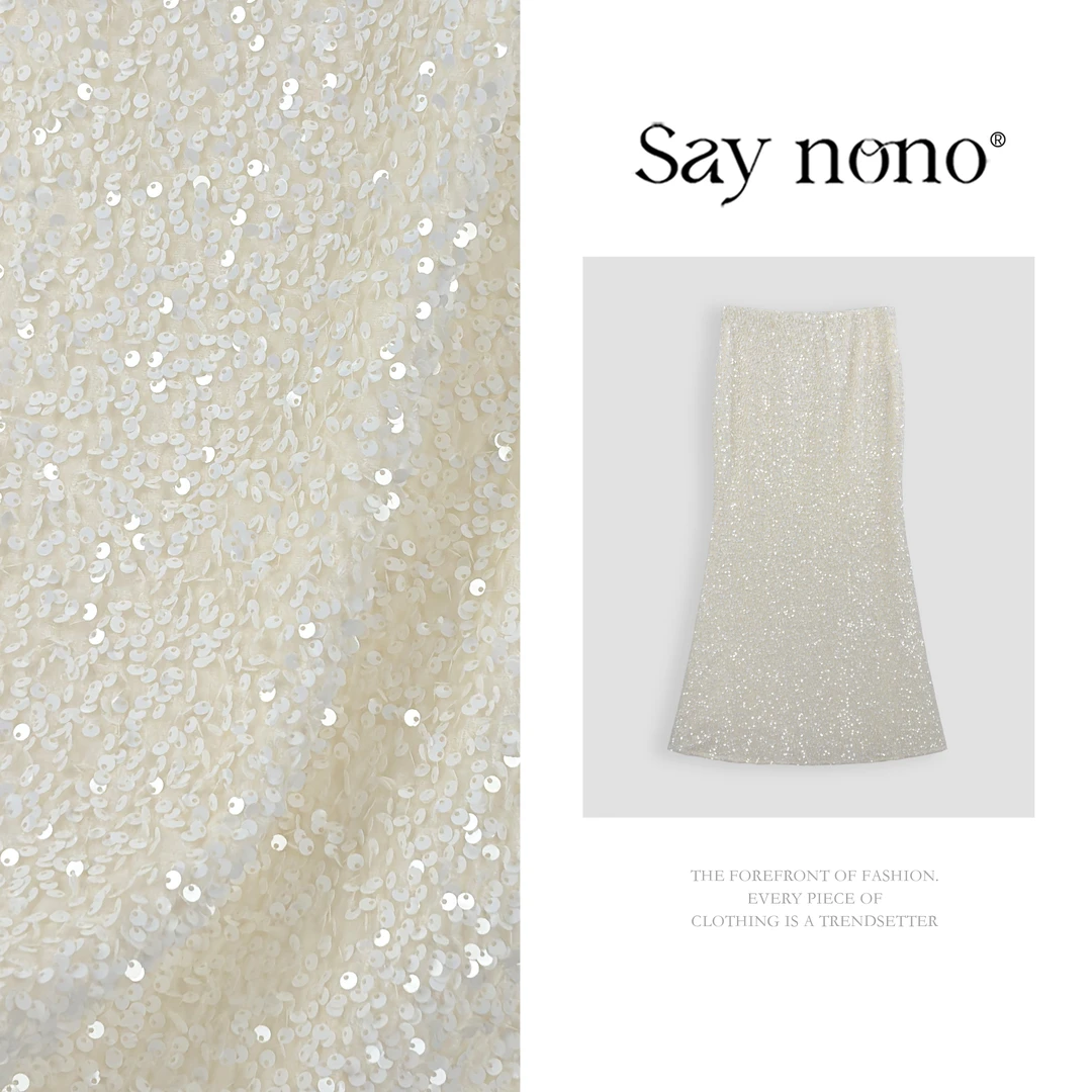 懒猫nono│Saynono 时尚亮片设计感百搭显瘦气质包臀鱼尾裙S08019Y