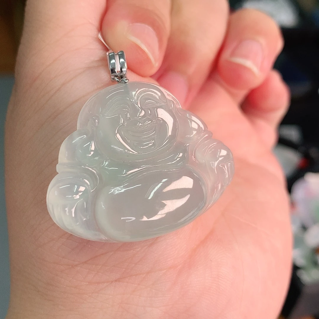 翡翠18K金镶嵌颈饰冰晴大佛公30-38-5.6如