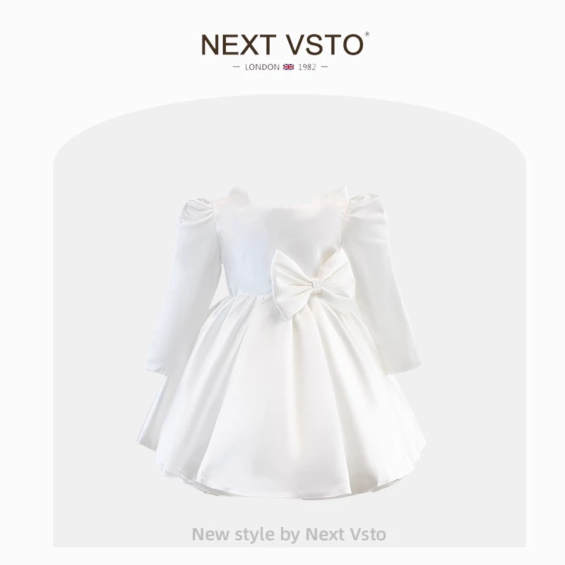 英国NEXT VSTO女童连衣裙春秋款周岁宝宝生日礼服裙小女孩公主裙