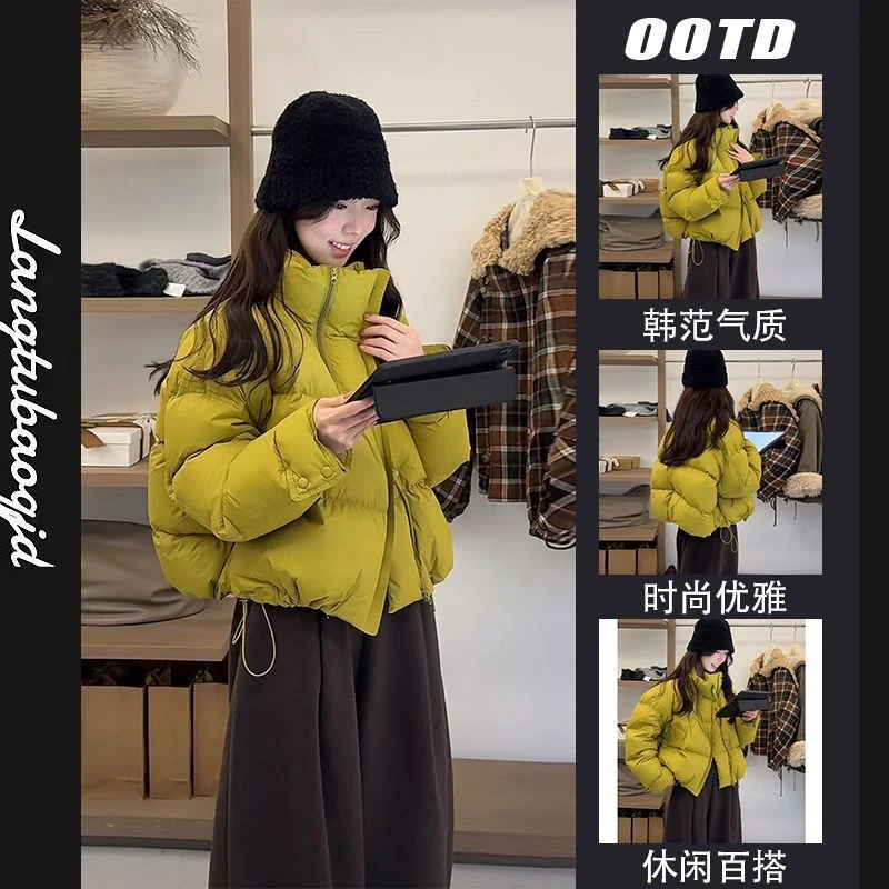 年冬季新款韩系显白短款棉服女装加厚宽松面包服保暖通勤外套