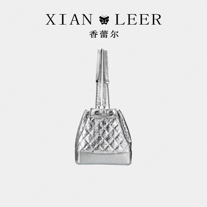 小众金色轻奢银色肩包镶钻漆皮蛇纹潮流包包重工镭射满钻高奢女款
