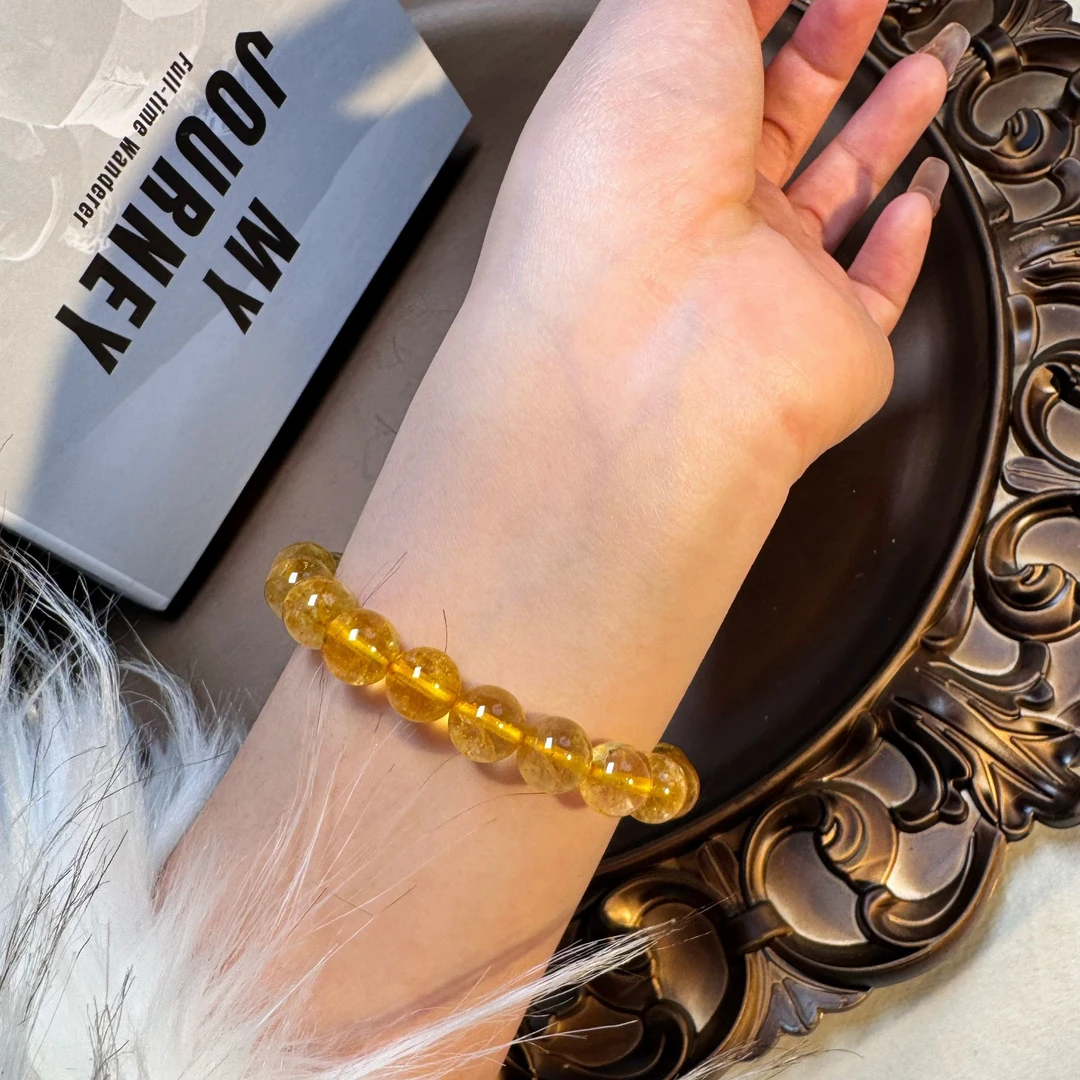 天然黄阿塞水晶少女百搭手链手串女A0051