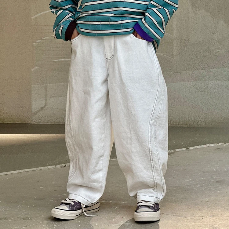 2025春款男童棉布弯刀裤