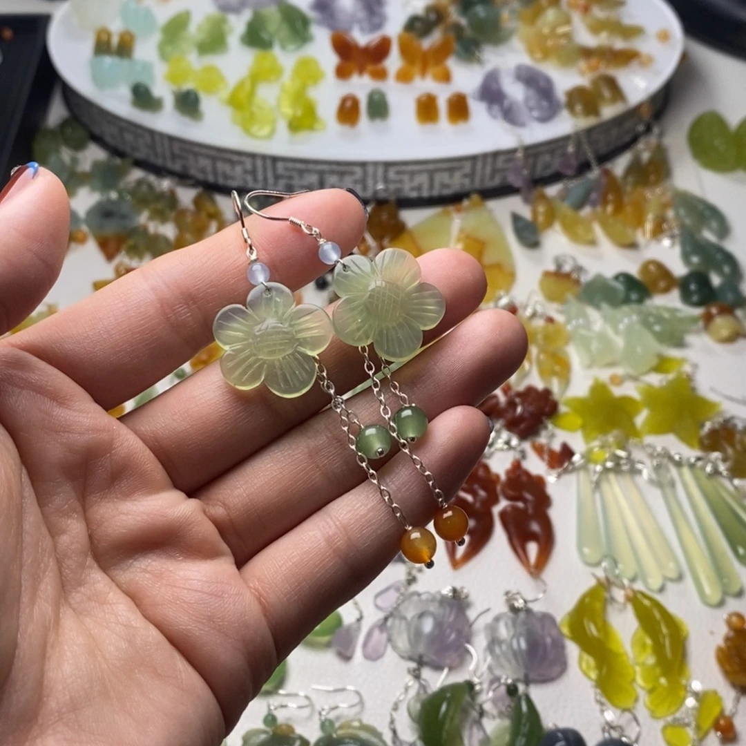 蛇纹石玉合金耳饰/颈饰