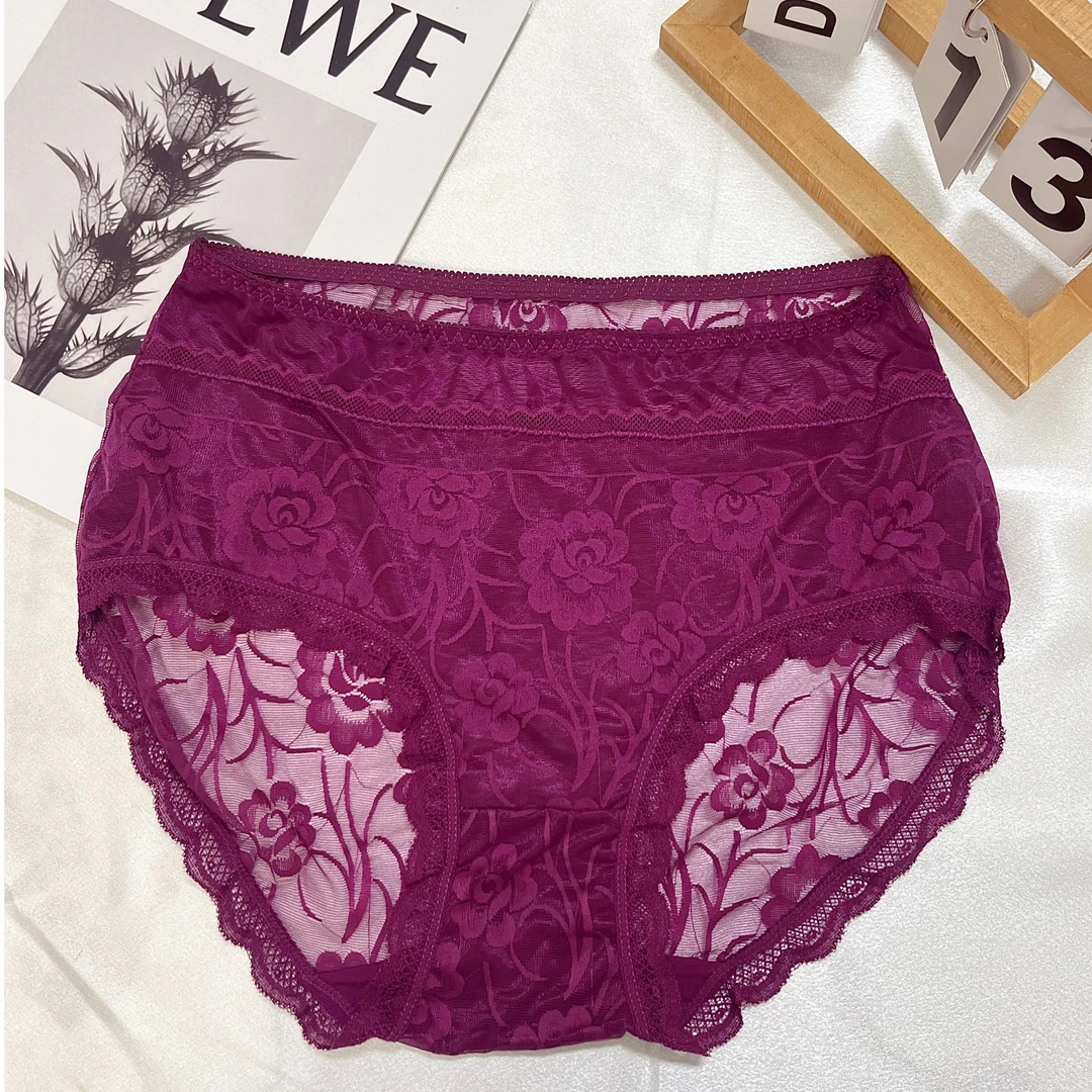 【2025新】紫色软蕾丝舒适内裤透气裸感女士三角裤