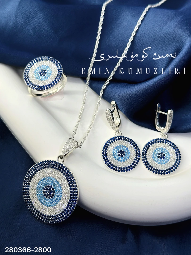 链子925银莫桑石 爱民纯银首饰套装280366