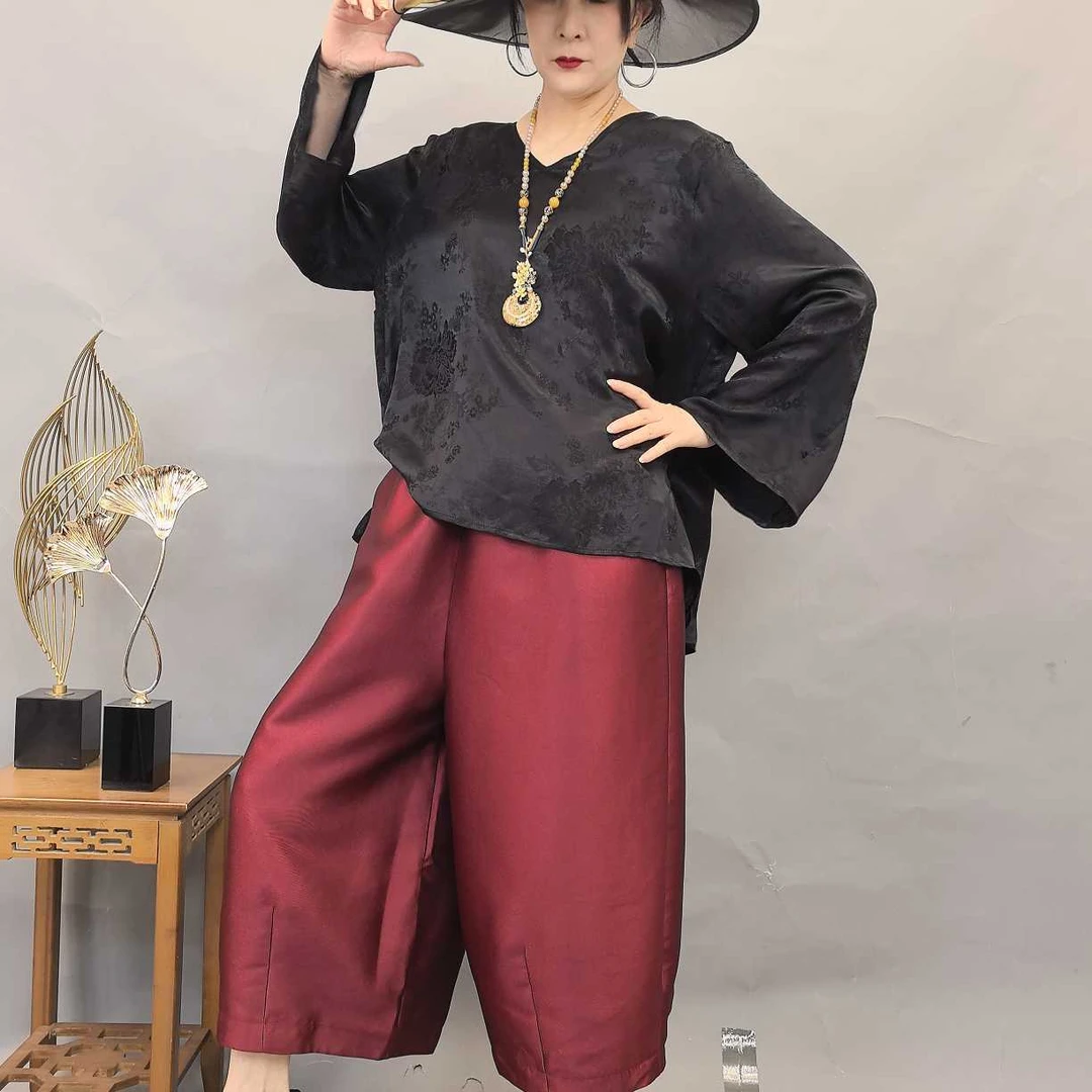 607-5高端休闲宽松女士阔腿裤子