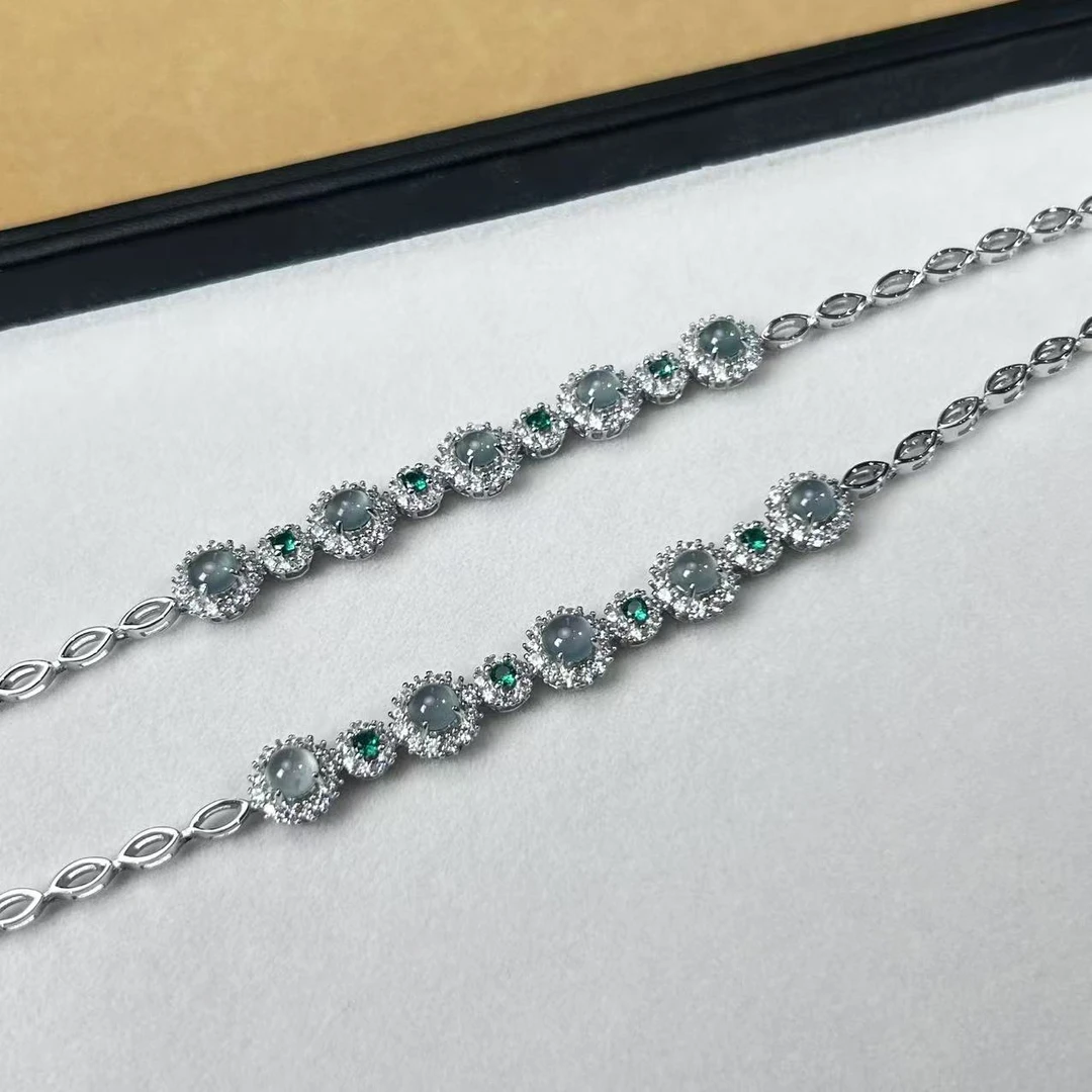 【睿泽鉴宝】S925翡翠手链多样性发一5*5 GG0123