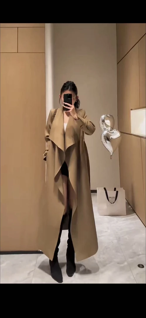 港风长款千金风翻领风衣女装设计师气质英伦高级感时尚超好看外套