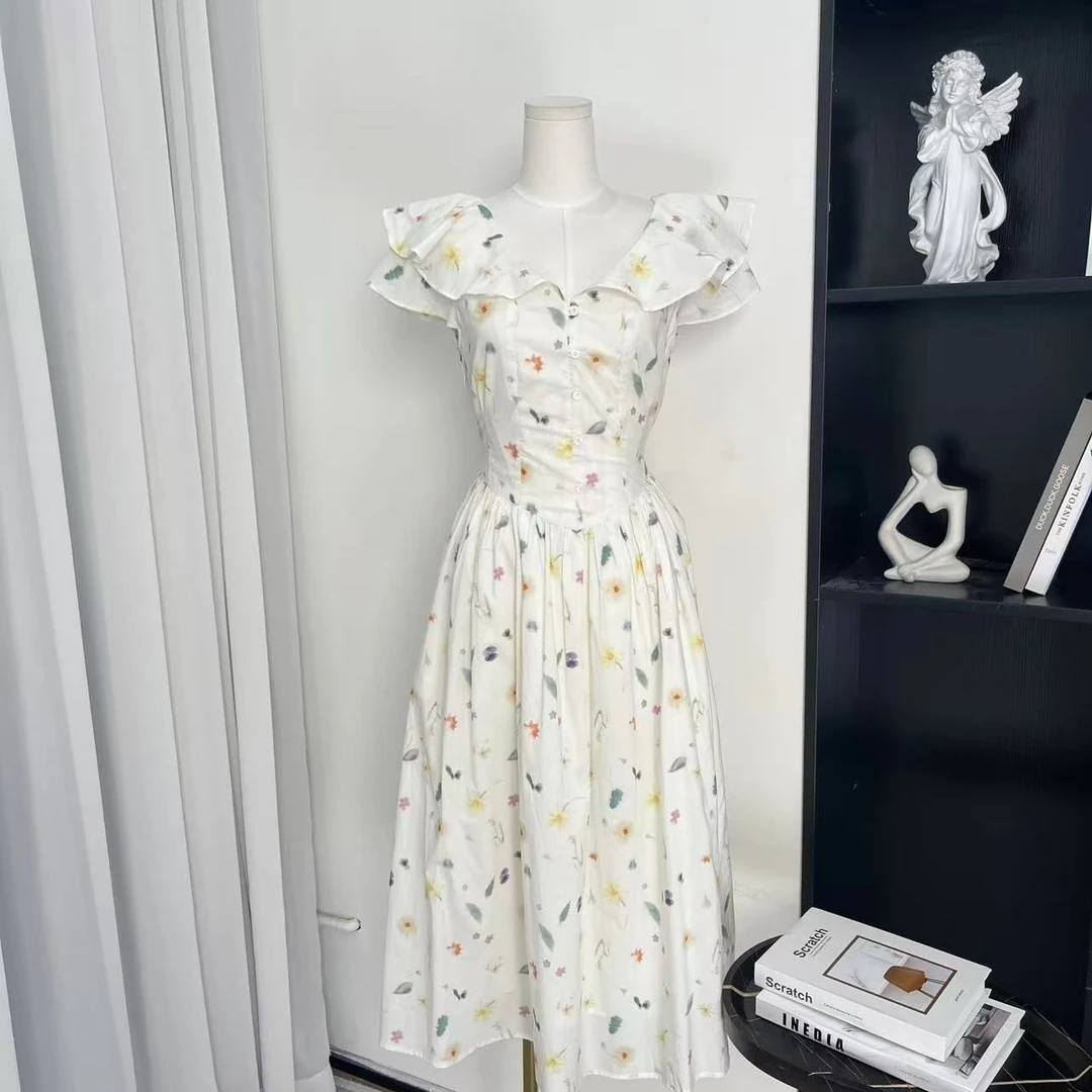 小八定制25夏新法式轻奢印花碎花气质高级感连衣裙 15616 BCK