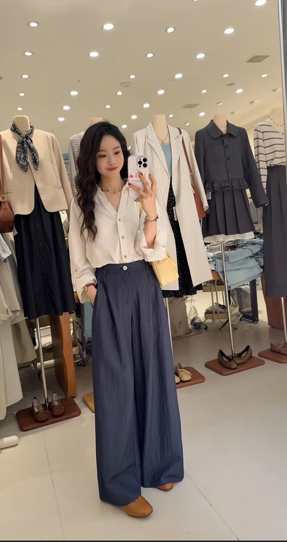 【鞠子JuZi】25203#新品小众复古洋气宽边阔腿拖地裤(长约103)