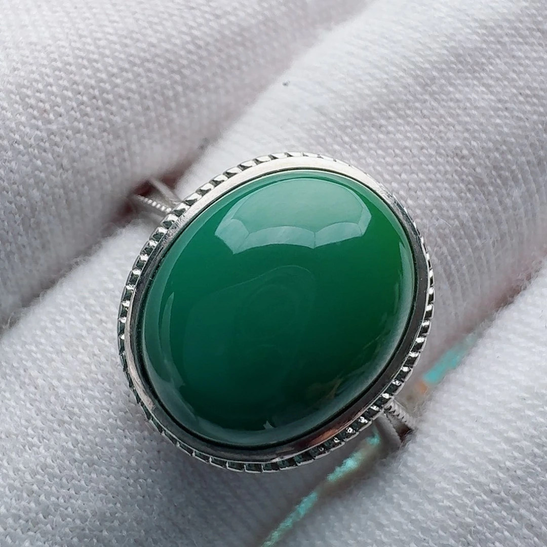 绿松石银S925镶嵌戒指