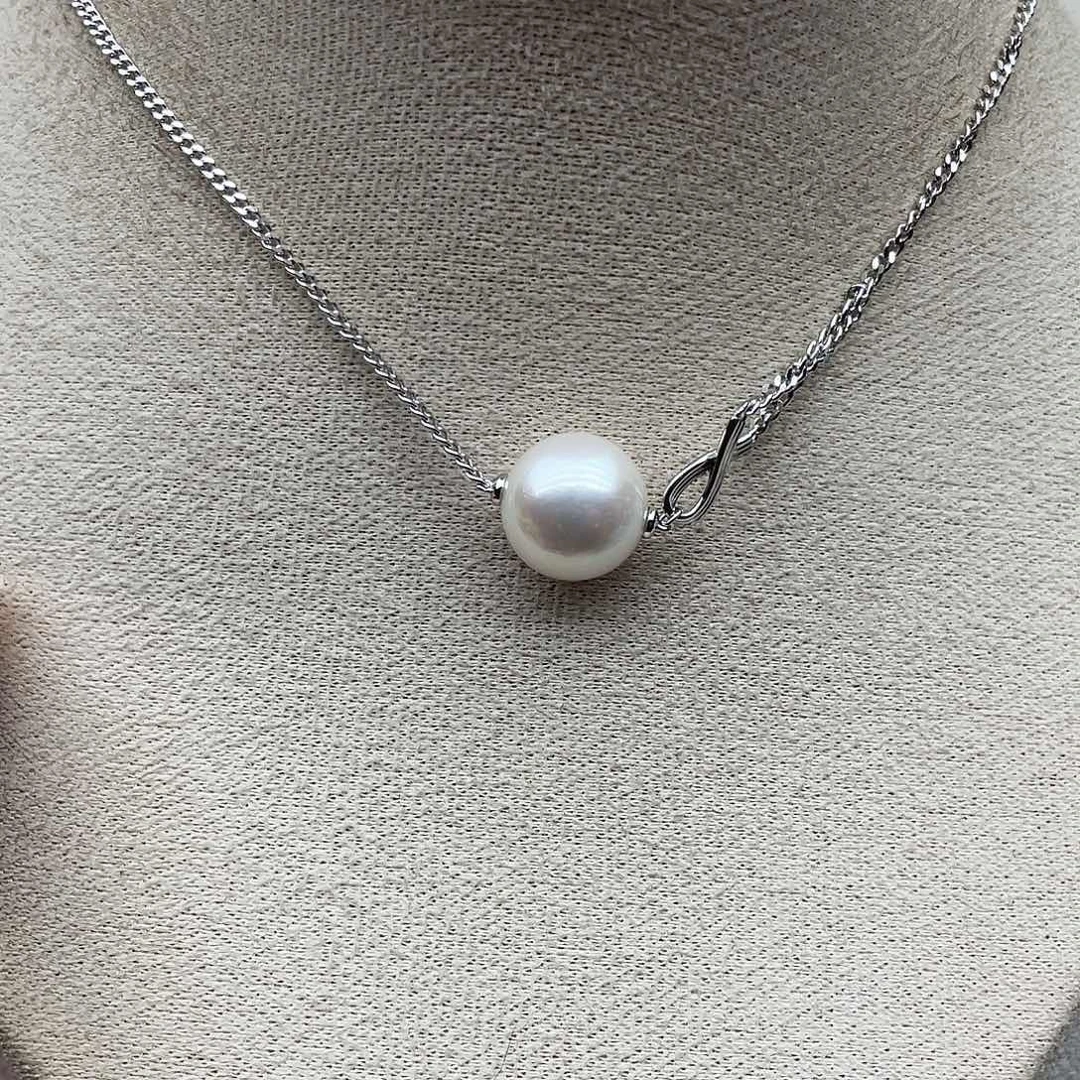 套链82银S925镶嵌淡水珍珠