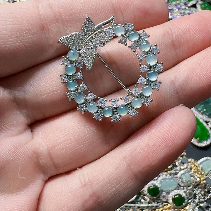 翡翠颈饰未镶嵌天然A货翡翠放漏