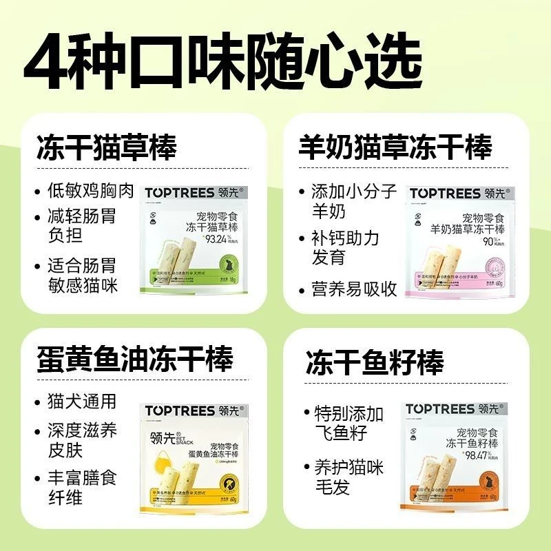 【25年好日期】领先冻干棒猫草鱼油羊奶鱼籽棒猫咪零食高蛋白高营养