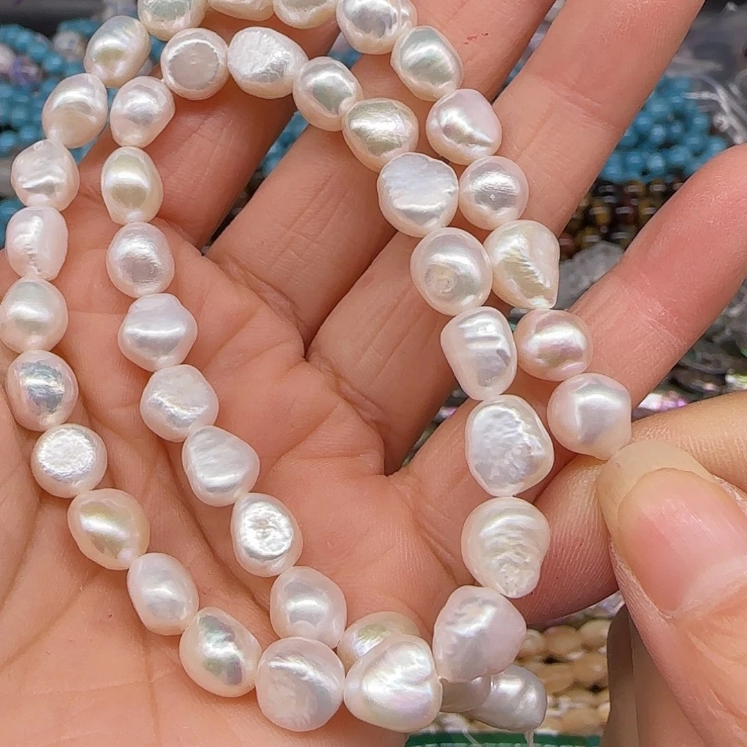 玛瑙/玉髓合金珠宝半成品珍珠两面光约7mm一条06