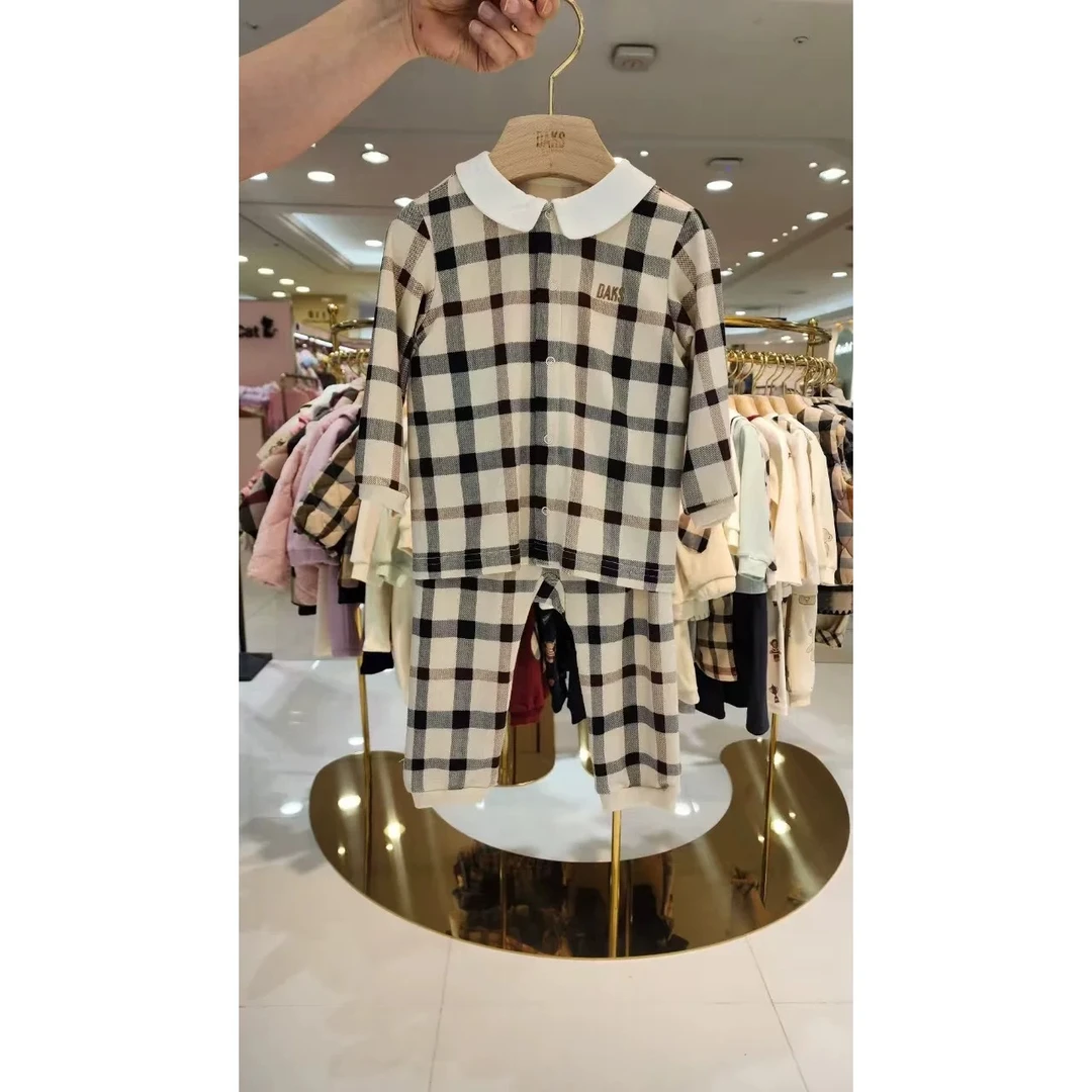 韩国童装新款上新春季儿童格子休闲套装C25116