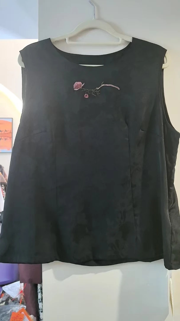 Q2225 女装吊带标准圆领宽松型女士新中式背心修身型运动
