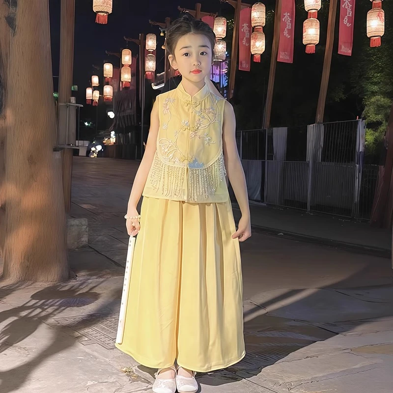 女童新中式套装夏季2025新款儿童国风汉服童装衣服小女孩唐装大童