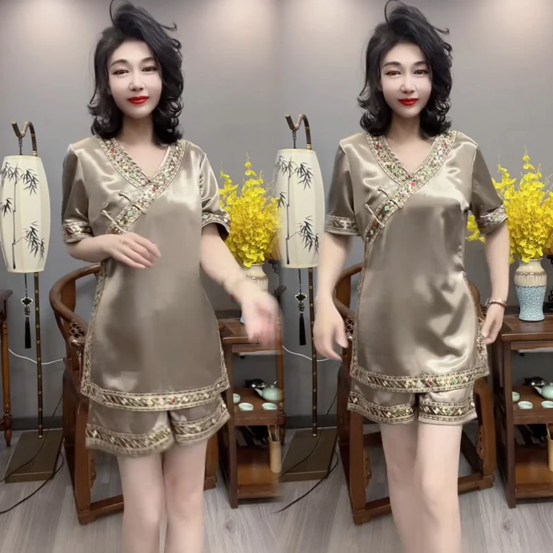 2025春夏季新款时尚显瘦气质网红高档洋气女宽松大码短裤两件套潮