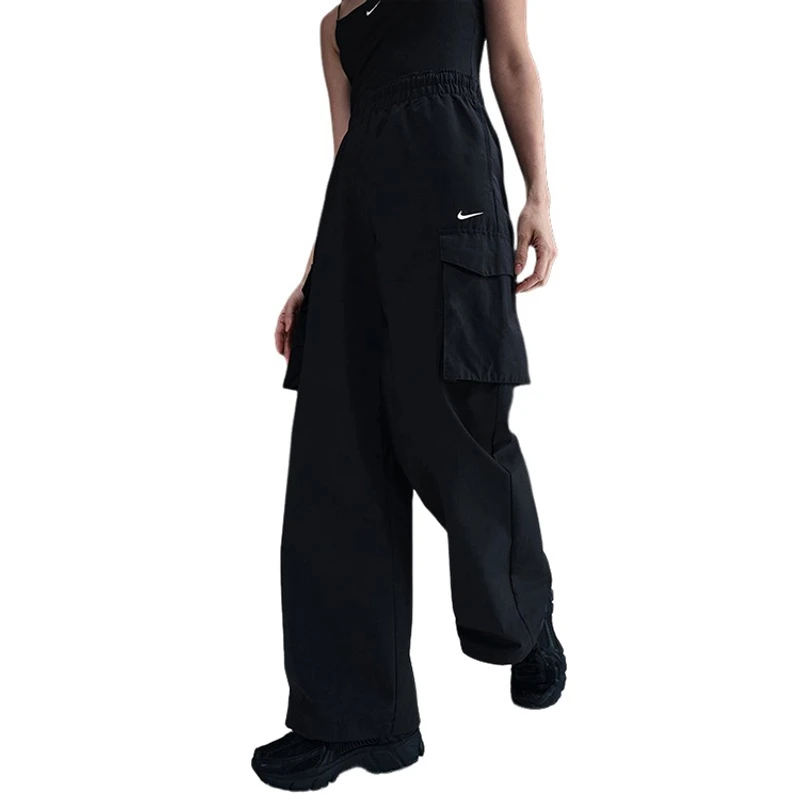 耐克/NIKE女子黑色纯色梭织舒适运动休闲长裤 HM6977010 #HB