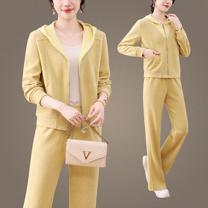 时尚休闲套装女秋季2025新款韩版连帽卫衣女洋气减龄运动服两件套