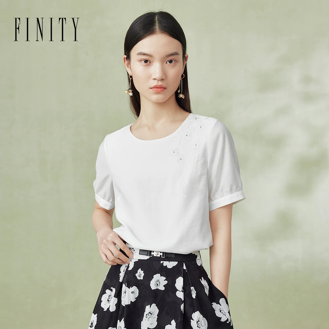 【粉丝专享】FINITY 时尚休闲夏季蕾丝衫舒适复古简约 F21X4B11T2