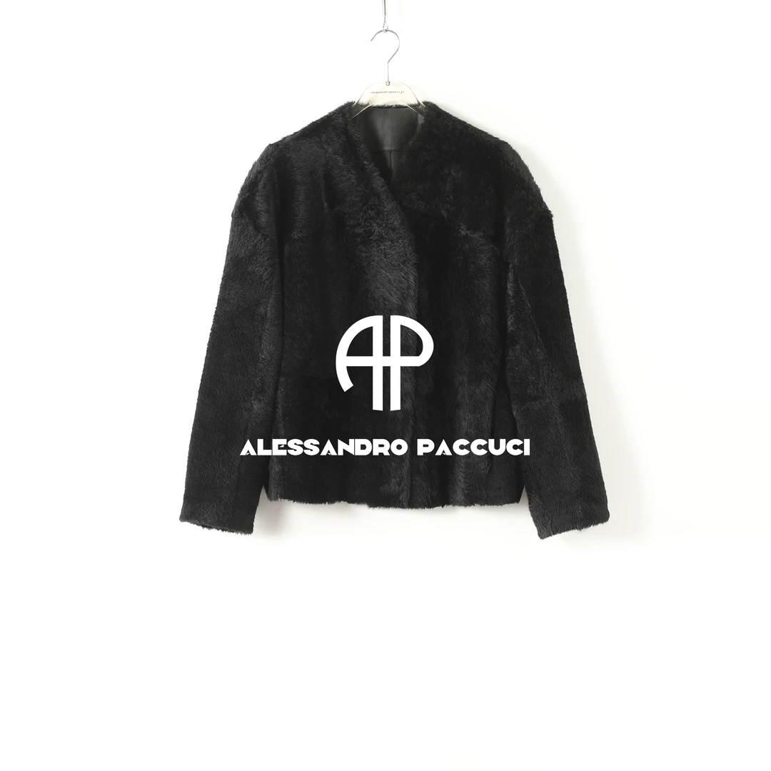 AP洛哥54061CM【黑标系列】进口拉贡羊皮毛一体时尚保暖皮草外套