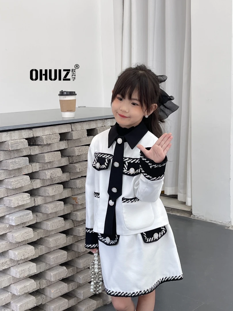 春季新款轻奢甜美韩版女宝套装洋气时髦小香风时尚儿童套装