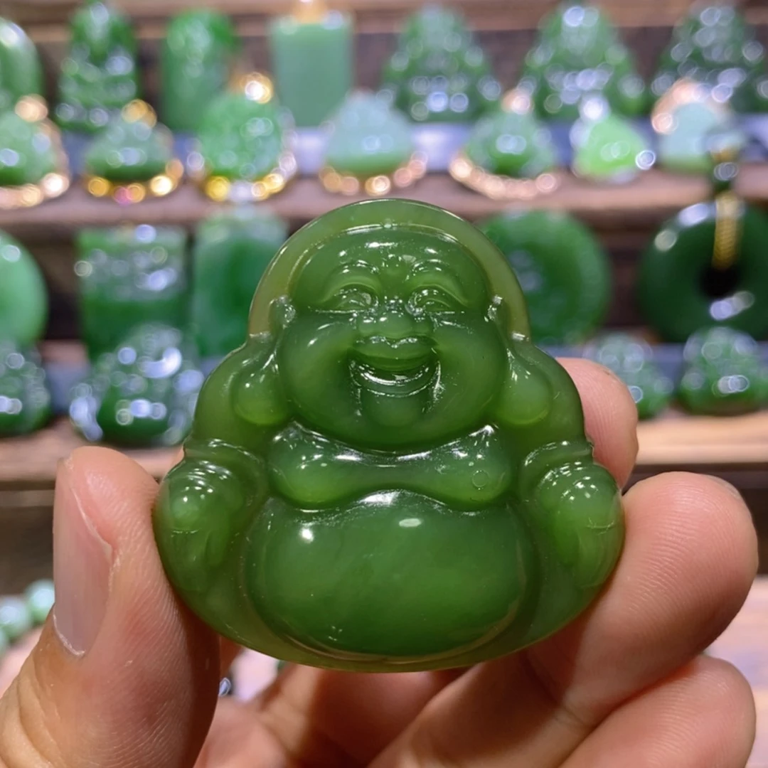 【闪购商品】和田玉未镶嵌吊坠(不含链)阳绿佛公 41.8/9.3