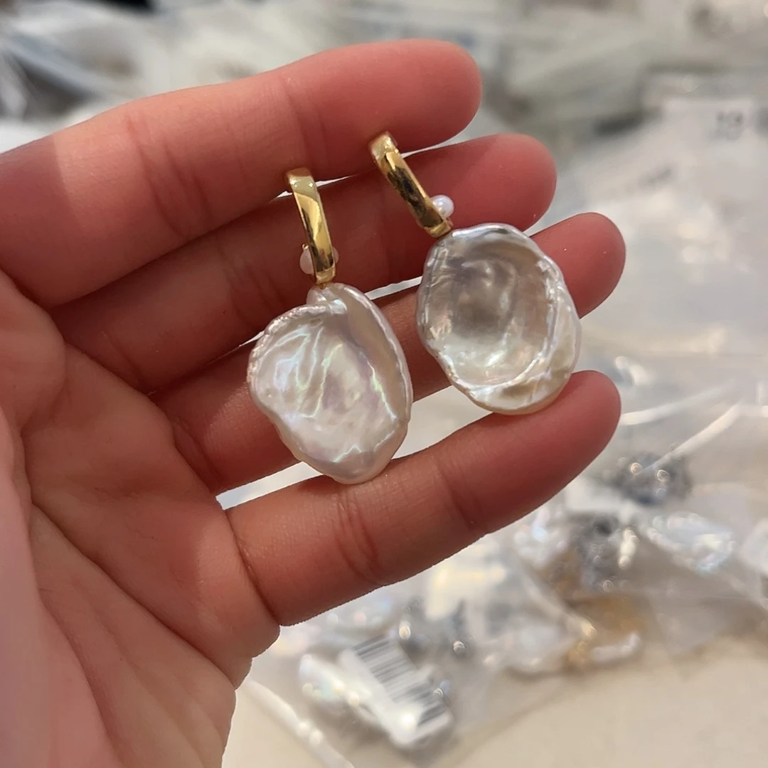 淡水珍珠耳饰合金