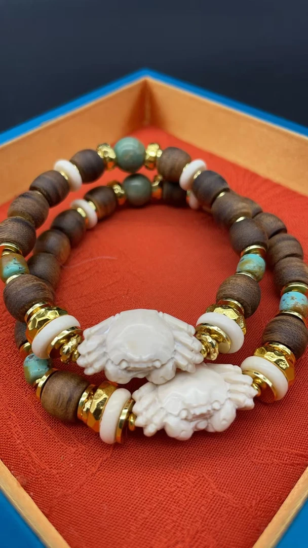 61016精品猛犸牙自由系列硬菜（赢财）财招香沉蟹原创手串