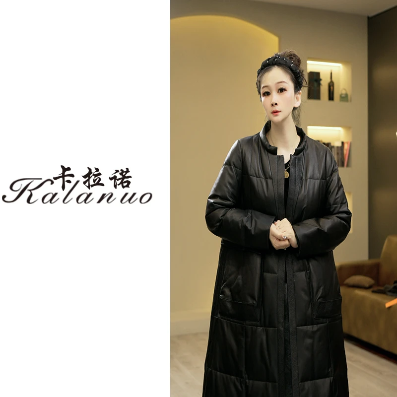 【卡拉诺】2025新款方块格双侧大口袋加厚皮羽绒8831