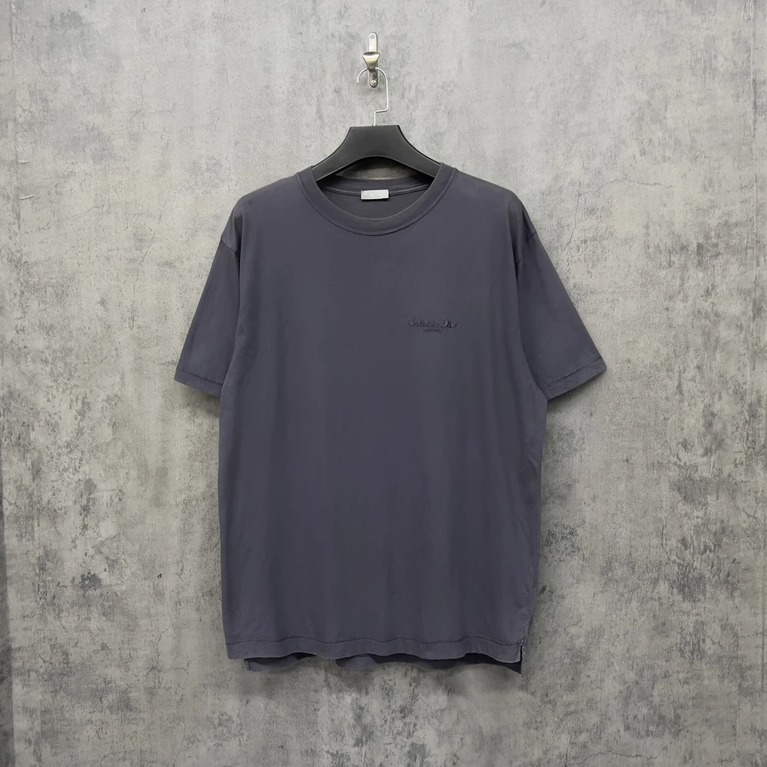 95新 DIOR/迪奥 做旧水洗刺绣Logo标语短袖/ZK460/XXL宽松大码