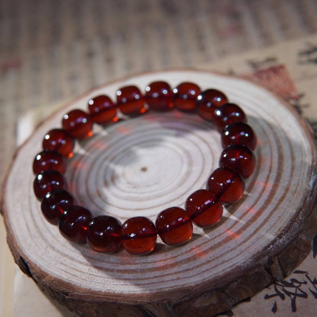 小东珠宝-12+缅甸血珀老型珠手串时尚气质单圈素圈简约经典百搭款