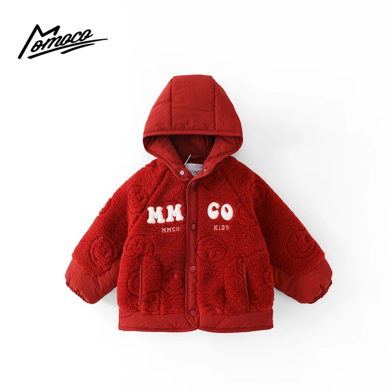 MOMOCO冬季新款男童潮流拼接毛毛时尚保暖棉服外套75430123052