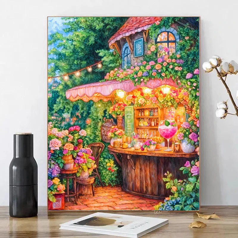 2025新款diy钻石画满钻【小酒馆（方钻）】浪漫手工DIY装饰画